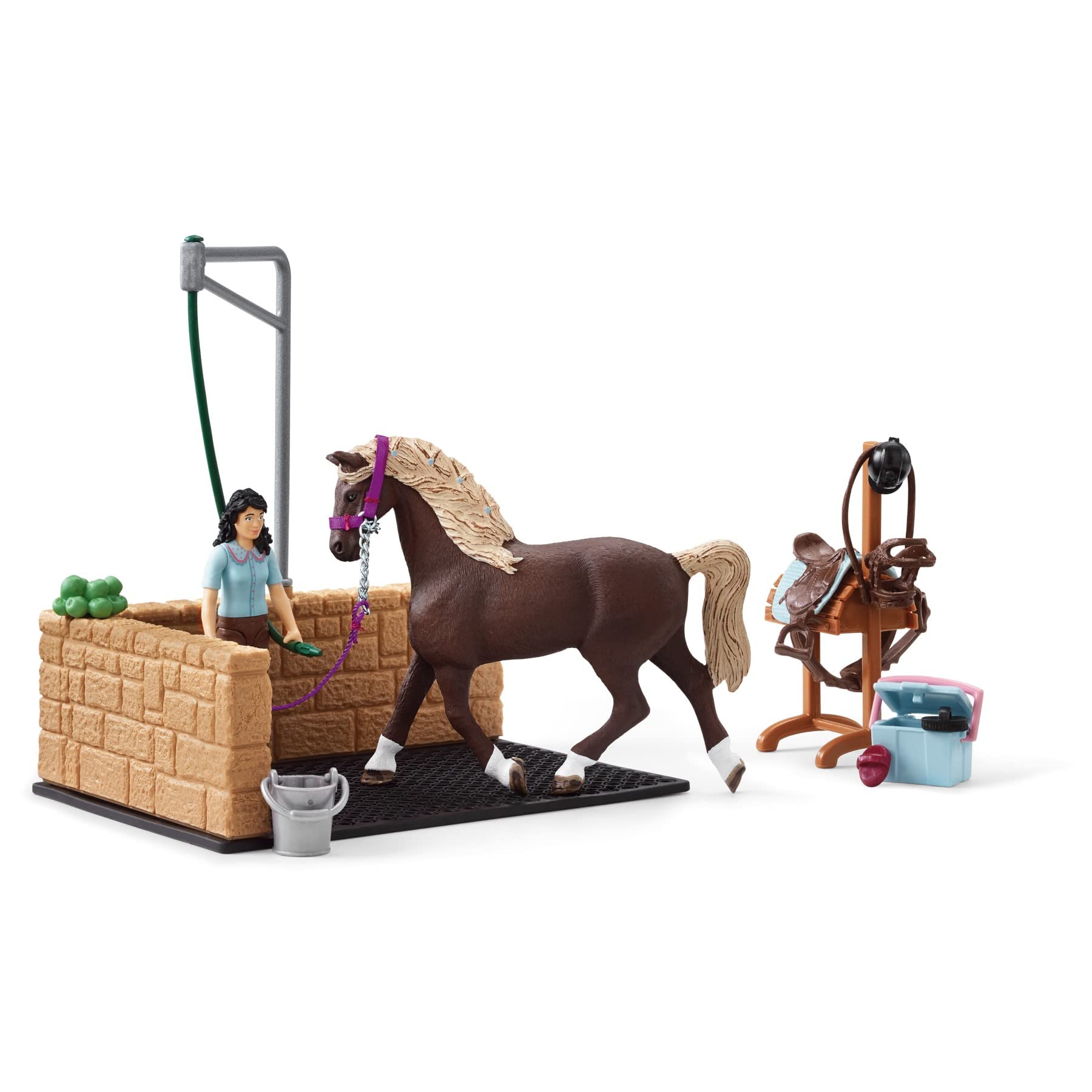 SCHLEICH 42437 Horse Club Pferdebox mit Horse Club Tori & Princess & 42438 Horse Club Waschplatz mit Horse Club Emily & Luna