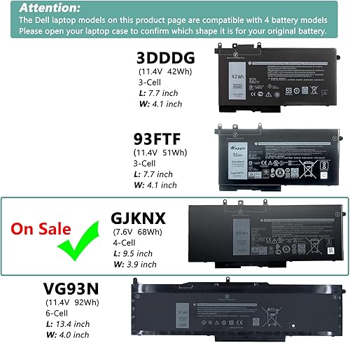 Miniatura 7 de BOWEIRUI Batería de repuesto GJKNX para laptop Dell Latitude 5480 5580 5280 5288 5488 5590 5591 5490 5491 5491 5495 E5480 E5580 E5490 E5590