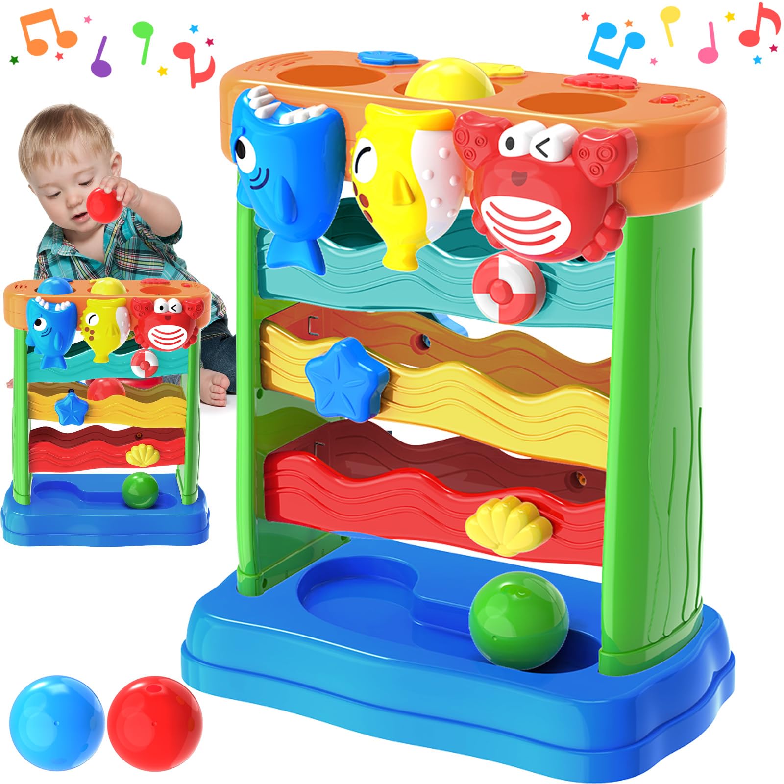 Toys for Years Old, Interactive Feeding Toy with Music, Montessori  Toys for Boy Girl, Musical Cause and Effect Game for 12+ Months, Christmas