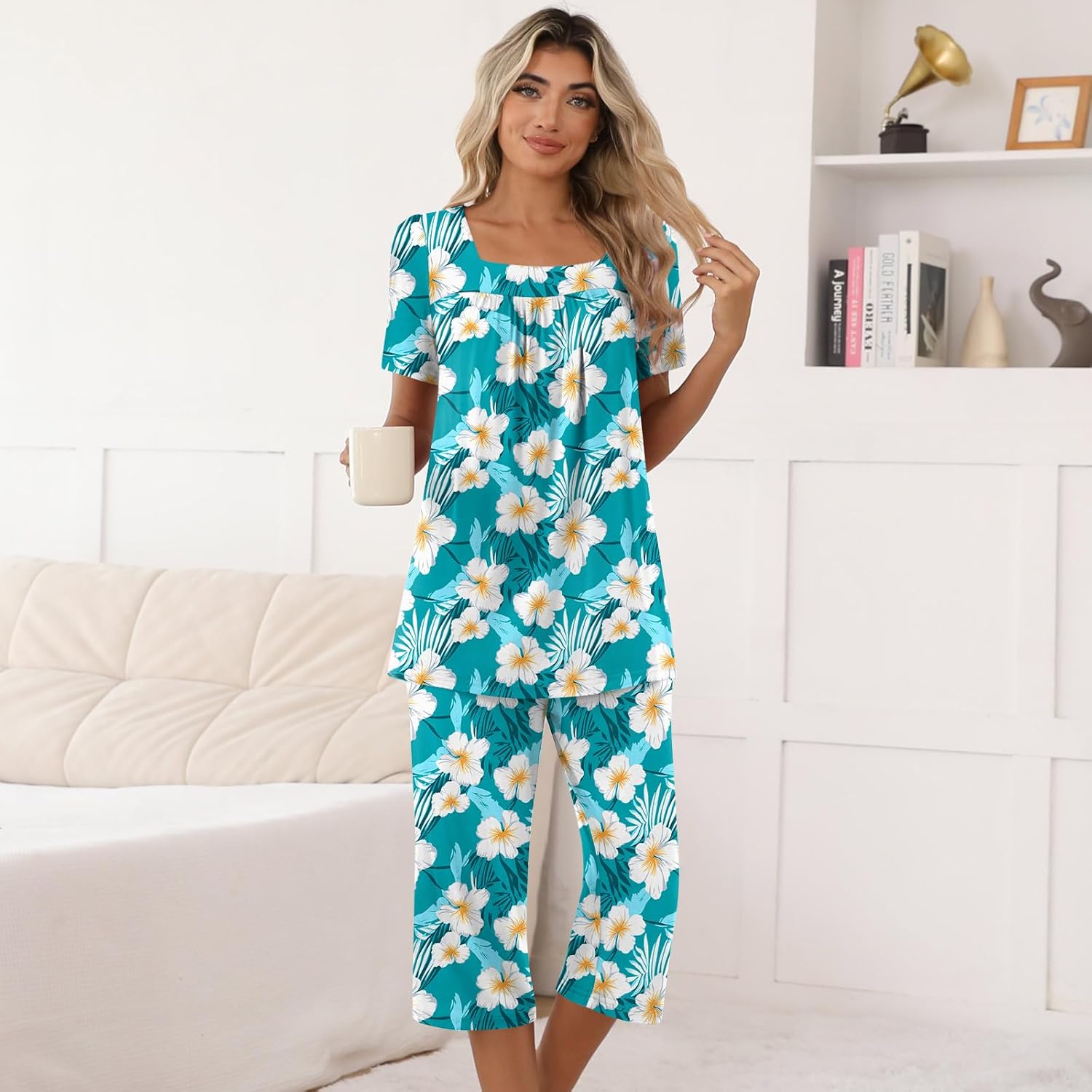 POPYOUNG Summer Womens Pajama Set 2 Pieces Pjs Ladies Pajamas Lounge Sleepwear with Pockets - Image 3