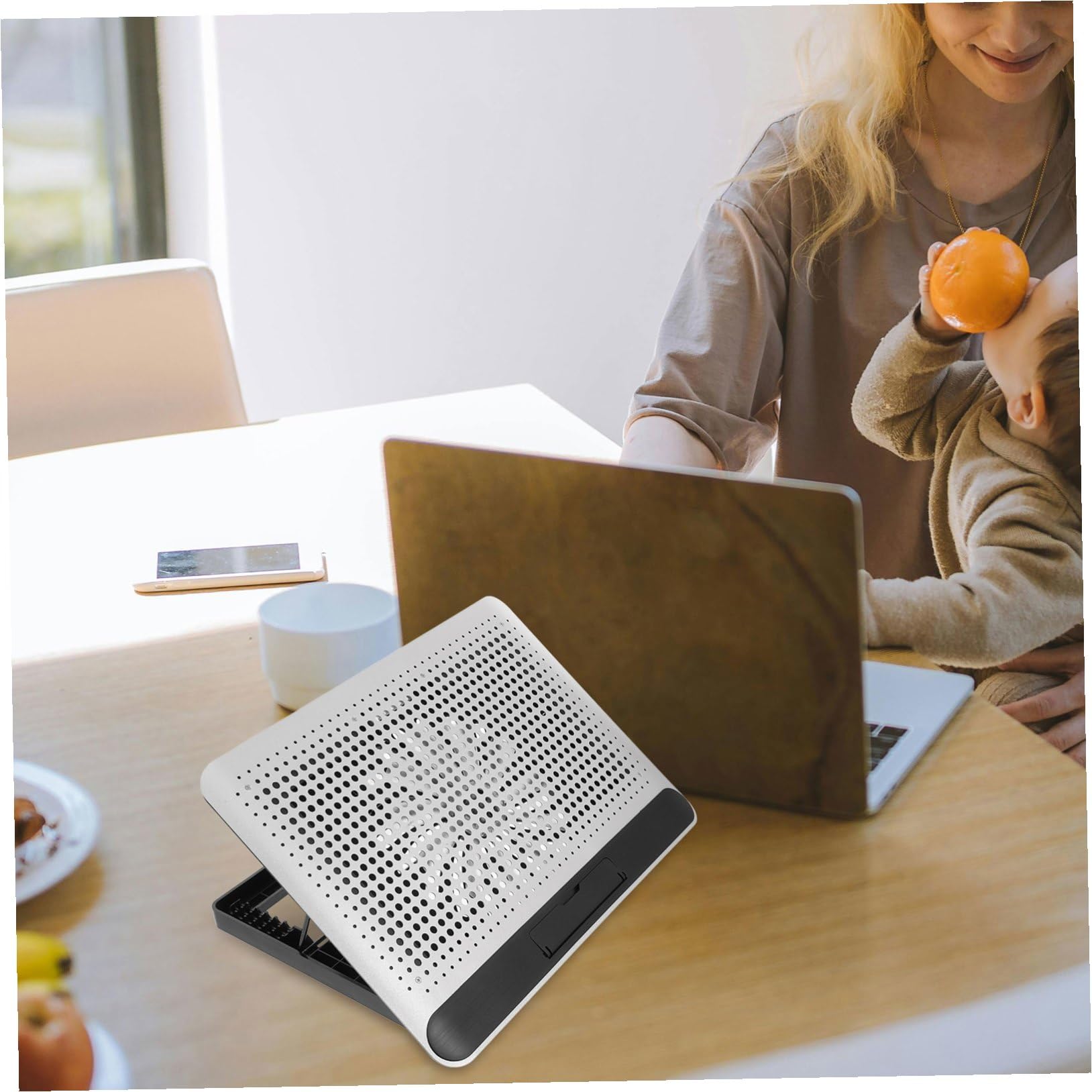 Ventilador Silencioso Enfriadora y Computadora Portátil Laptops 18 Pulgadas Base Diseño Ajustable en Aluminio en Decoración Verano Hogar