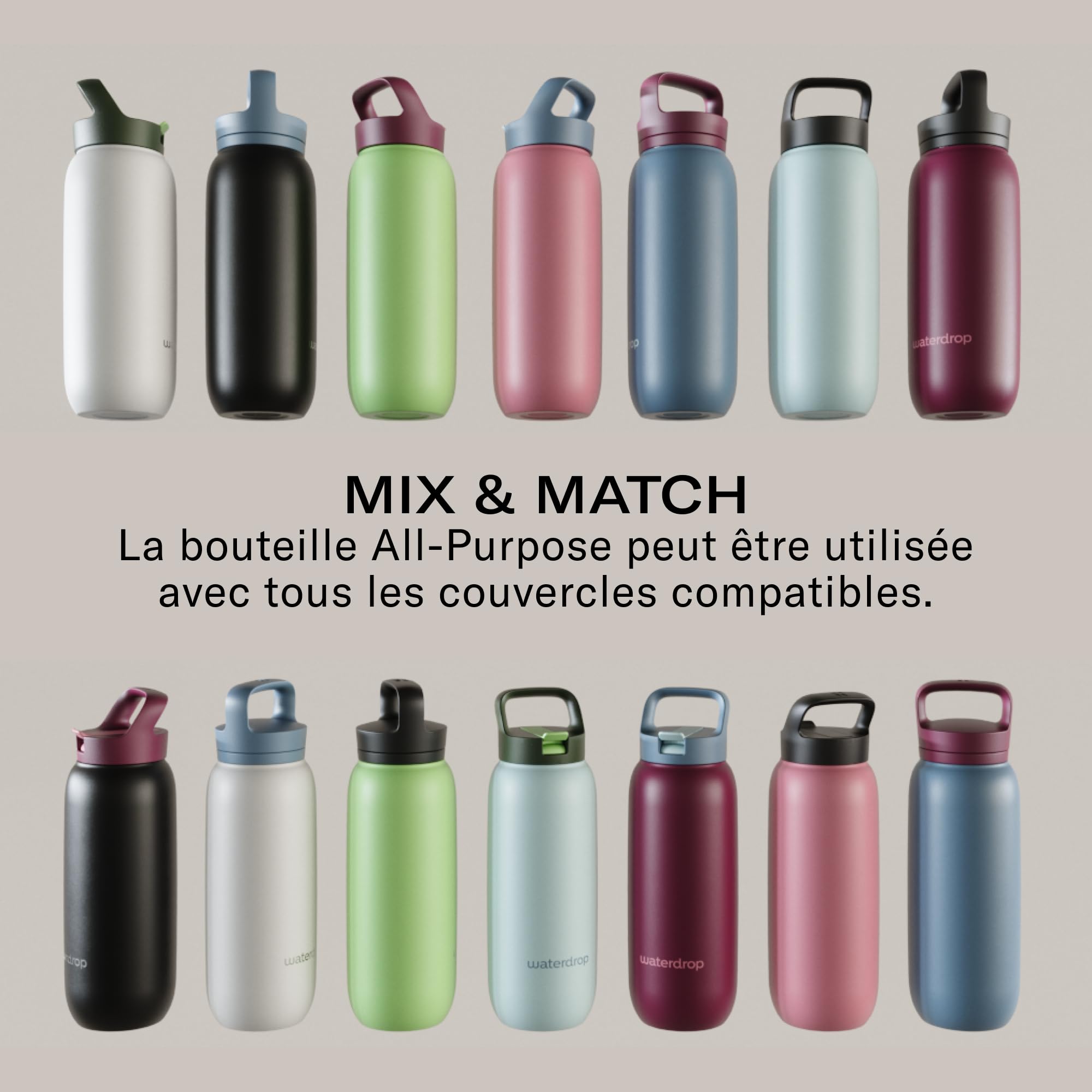 waterdrop® Gourde avec Paille 1 L - Gourde Isotherme, Bouteille d'eau en Acier Inoxydable, 24h Froid - 12h Chaud, Anti-fuite & Résistante, Bouteille Isotherme pour Boissons Chaudes et Froides