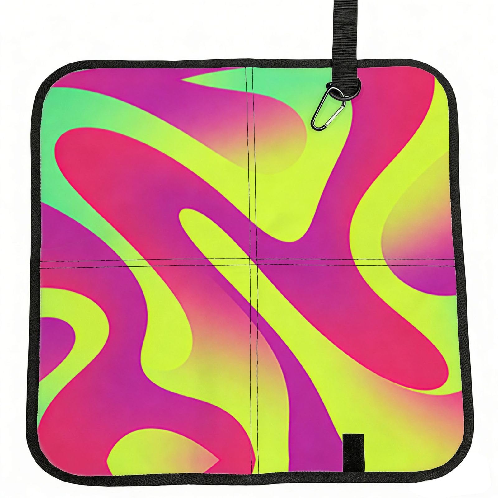 DUYIOKH Magenta Yellow Waves Print Foldable Portable Seat Cushion for World Cup Games, Camping and Outdoor Activities