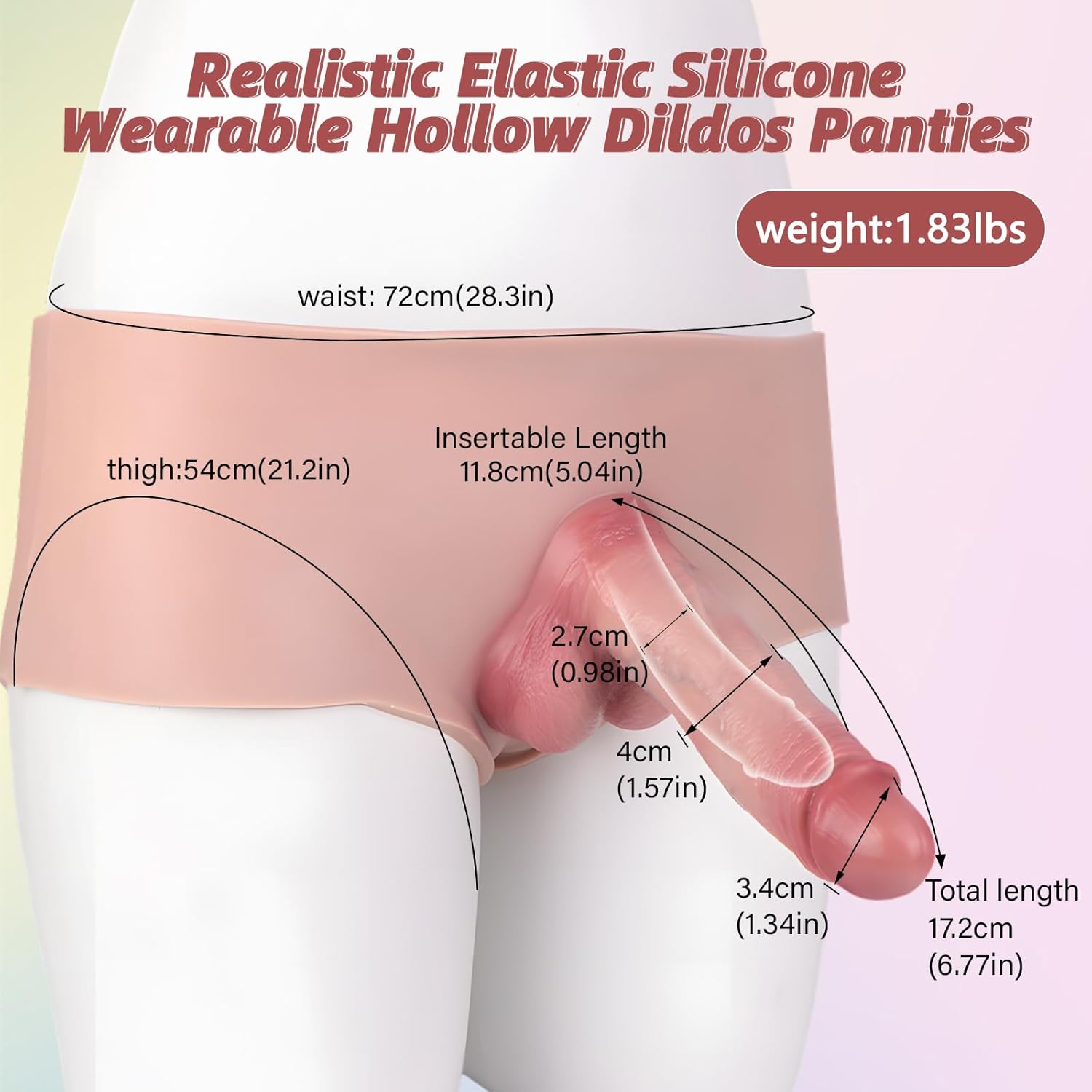 Realistic Dildo Panties, Hollow Strap On Dildo Harness with Reusable Wearable Penis Sleeve, Hand Free Wearable Panty Male Penis Extender Sex Toys for Male Gay Couples