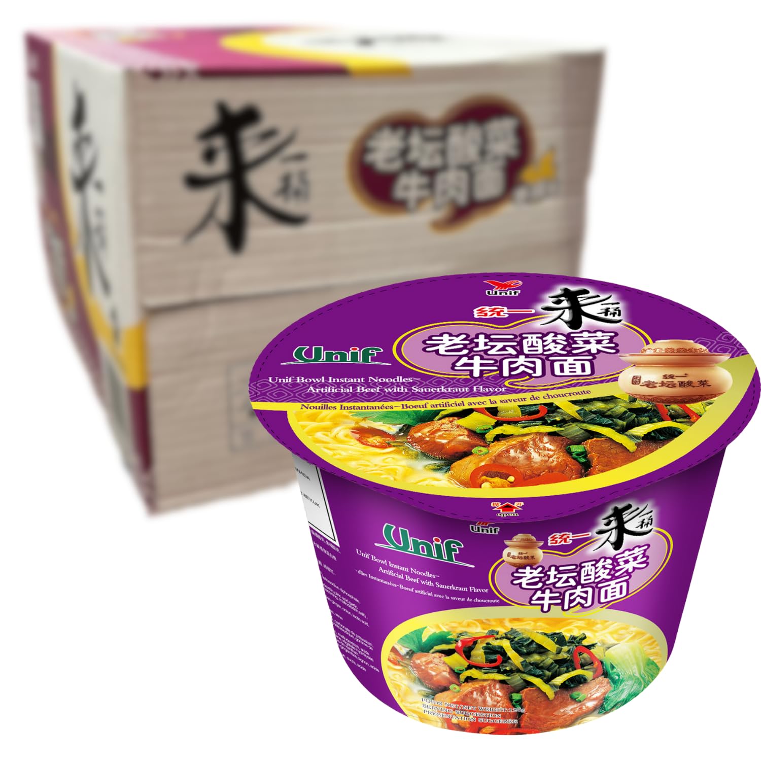 Tongyi Noodles istantanee di crauti di manzo pacco da 12 x 125 gr