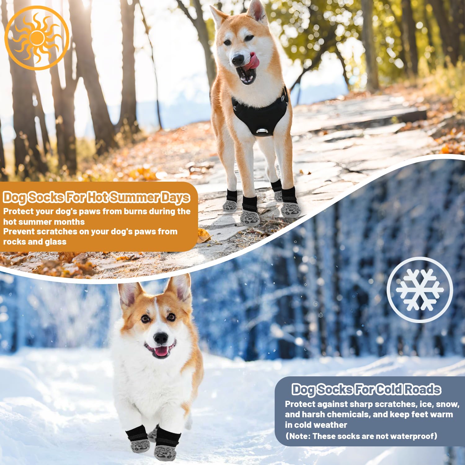 Chaussettes antidérapantes pour Chiens : Protection des Pattes avec Grip supplémentaire, empêche de lécher et de Glisser. pour Petits, Moyens, Grands et Seniors. (Motif Léopard-Taille L)