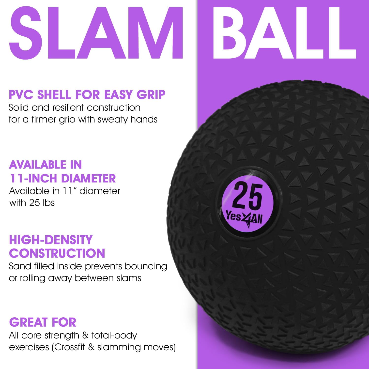 Yes4All Slamball triangolare per esercizi, forza, allenamento di potenza, diverse opzioni di peso