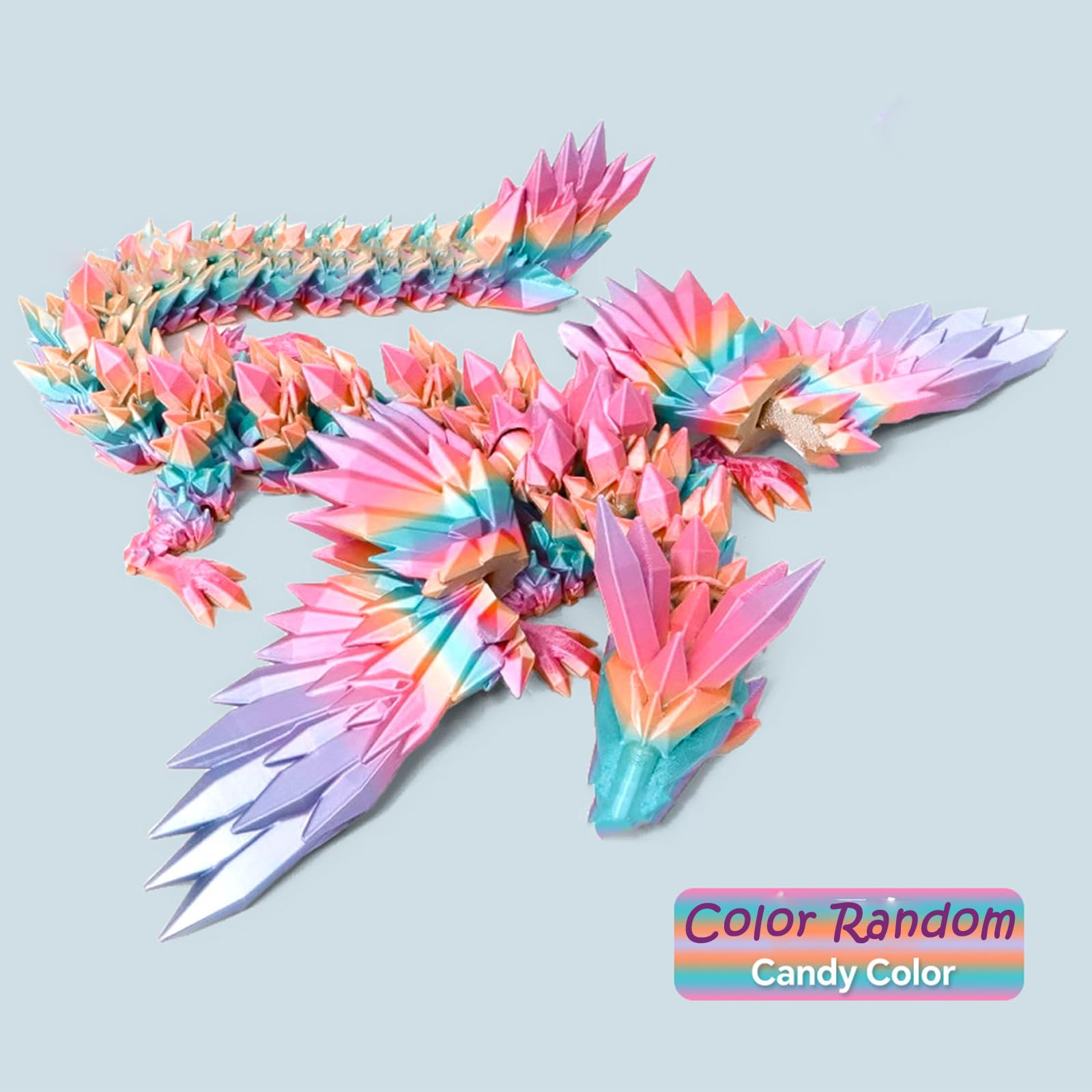 2 PCS 3D Printed Dragon, 20cm Articulated Dragon Toys with Wings, Stress Relief 3D Printed Animal - Image 3