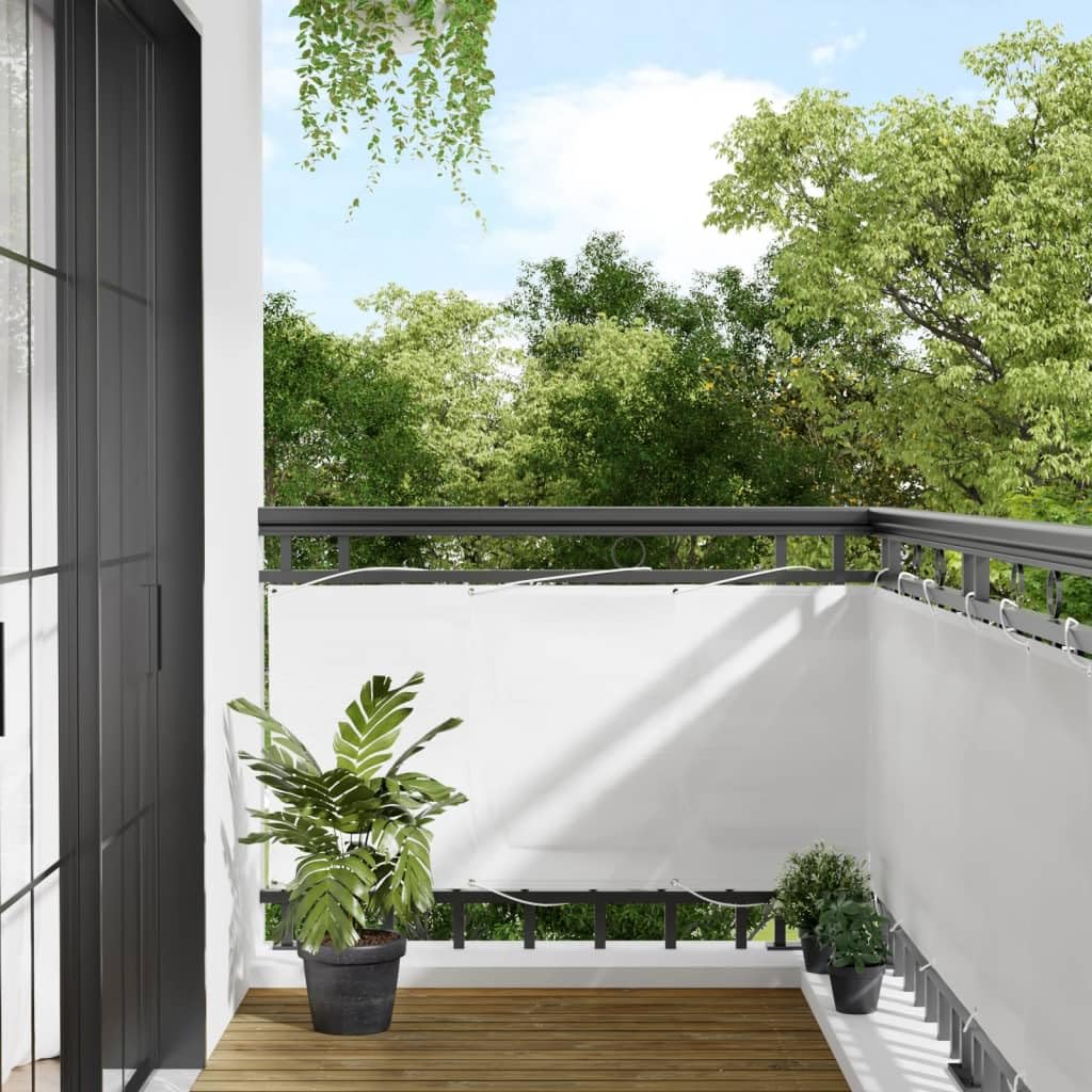 Protector de privacidad para balcón, color blanco, 75 x 700 cm, 100% poliéster Oxford con revestimiento de poliuretano, impermeable, resistente a los rayos UV, para balcones, terrazas, jardines