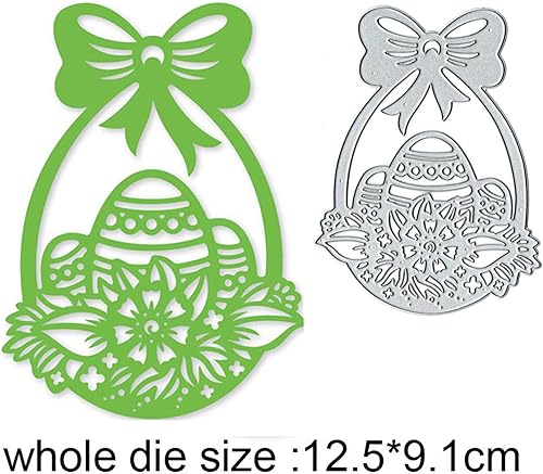 Miniatura 5 de Troqueles de metal para huevos de conejo de Pascua, diseño de huevos de Pascua, cesta de flores, plantillas cortadas para álbumes de recortes, álbum