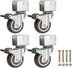 PATIKIL 2 Inch Caster Wheels, 4 Pcs Swivel Casters with Break 0.6" U Bracket Opening 55 Lb Capacity Per Caster for Furniture Office Chairs Carts and Cabinets, Brown