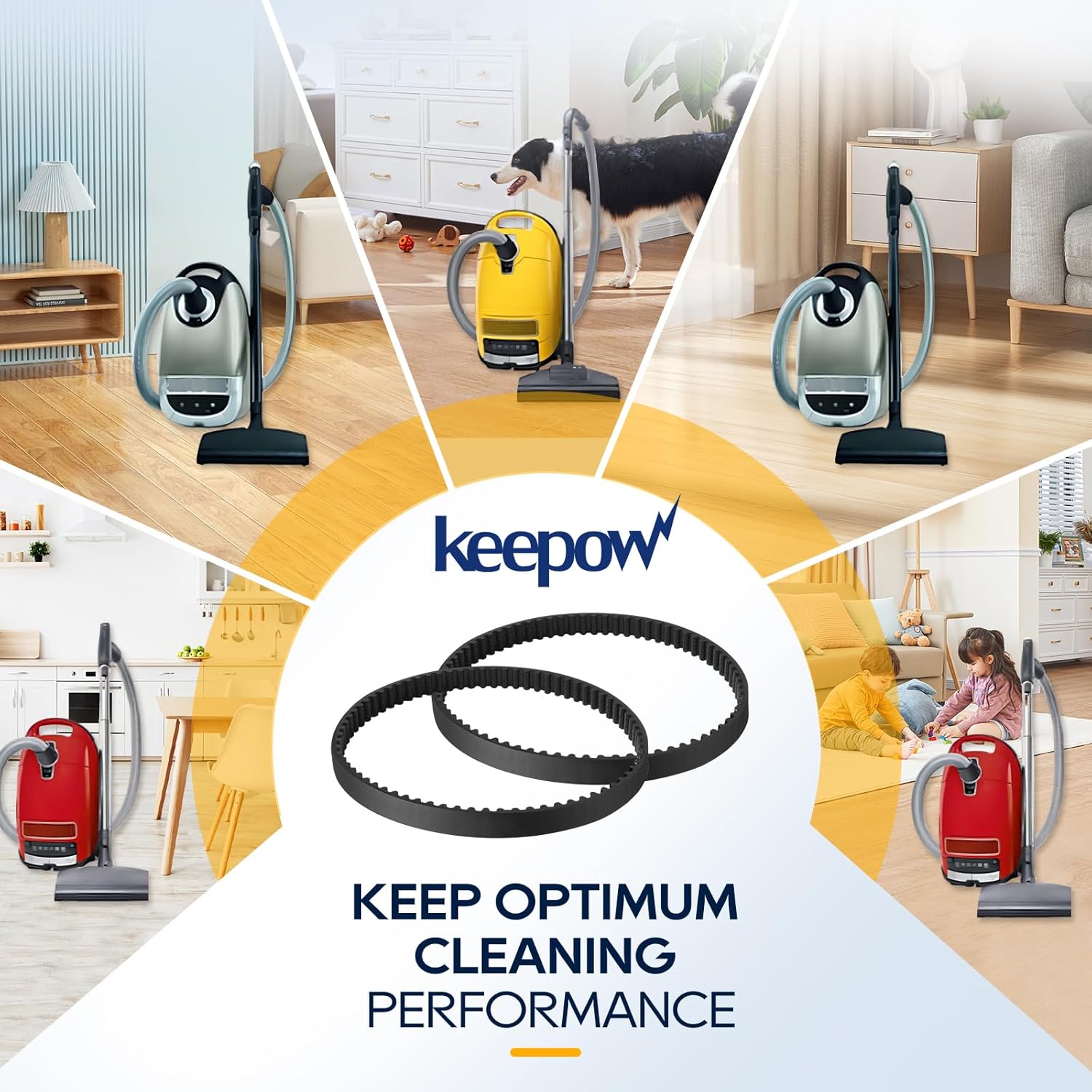 KEEPOW Replacement Belts for Miele Dirt Devil Vacuum Replace Parts 54-3301-06 Compatible with SEB213,SEB217,STB205 Models Premium Electrobrush