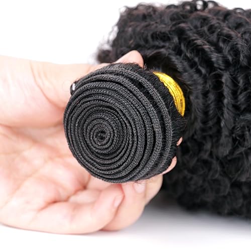 Miniatura 10 de Extensiones de cabello humano rizado rizado grado 10A, 1 manojos de cabello humano virgen 100% sin procesar, color negro natural, 8 pulgadas