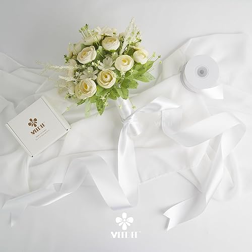 Miniatura 5 de MEEDEE Cinta de satén blanca de 2 pulgadas, cinta blanca de satén Lux de doble cara por 25 yardas, cinta de satén de seda blanca para envoltura de