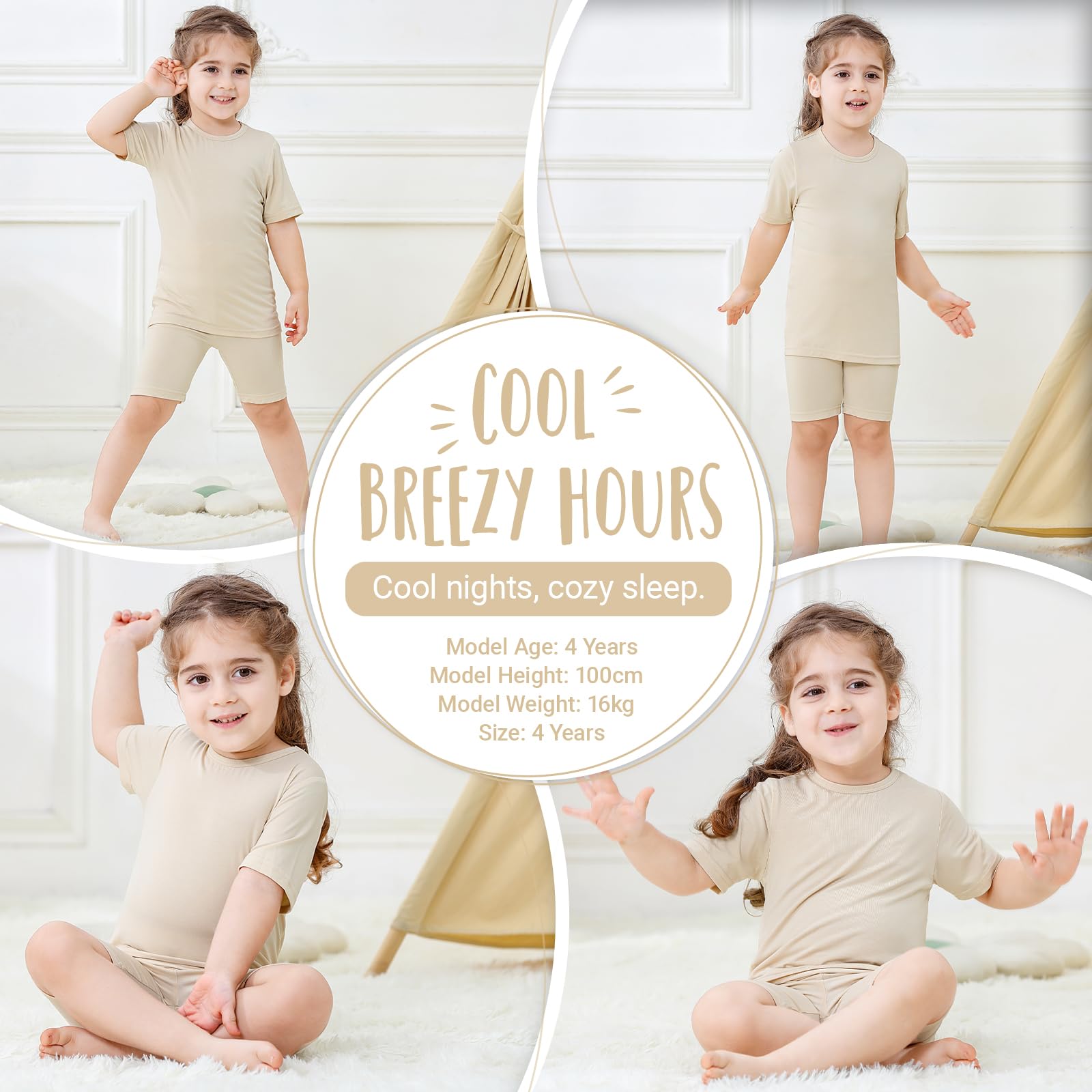 HAHASHOW Pijama Niña Verano Bambú Conjunto Niño Verano Transpirable Camiseta Niña y Pantalón Corto Ropa Niño 2-8 Años