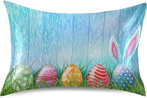 Nander Funda de almohada de satén para cabello y piel, calabaza, cereza y manzana, fundas de almohada de seda suave sin cremallera, funda de