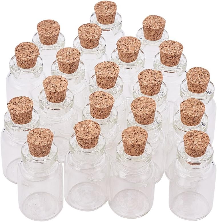 PH PandaHall 10 pcs Small Corked Bottles 15ml Clear Bead Containers