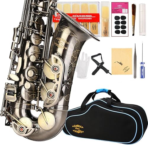 Miniatura 18 de Kit de cuidado para saxofón con 11 reeds, 8 para saxofón alto cojines, funda, Glory E Flat