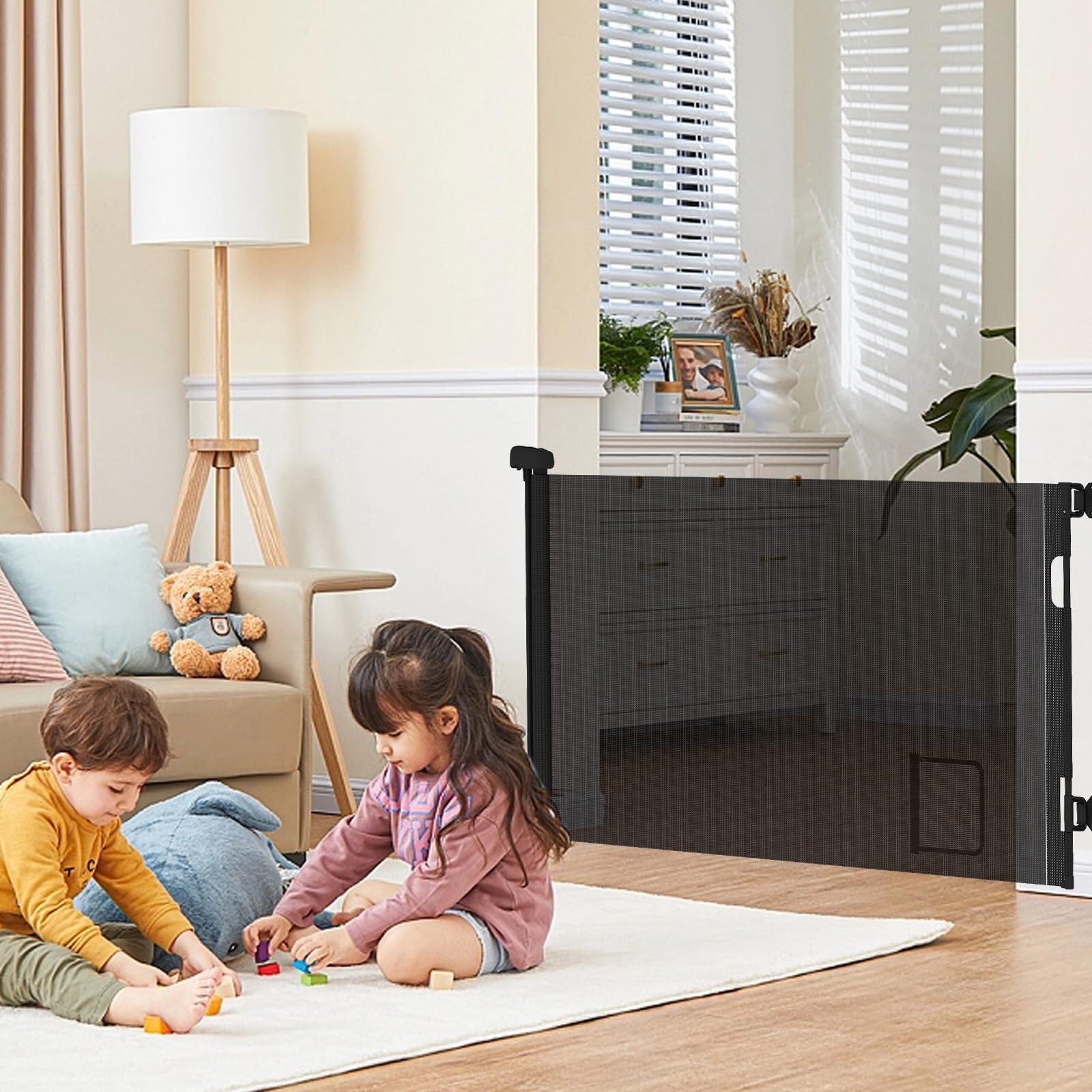 Rejilla de protección para escaleras extensible de 0 a 150 cm, con solapa para gatos, rejilla de protección para puerta, barrera para bebés, rejilla de protección para bebés y mascotas (negro)