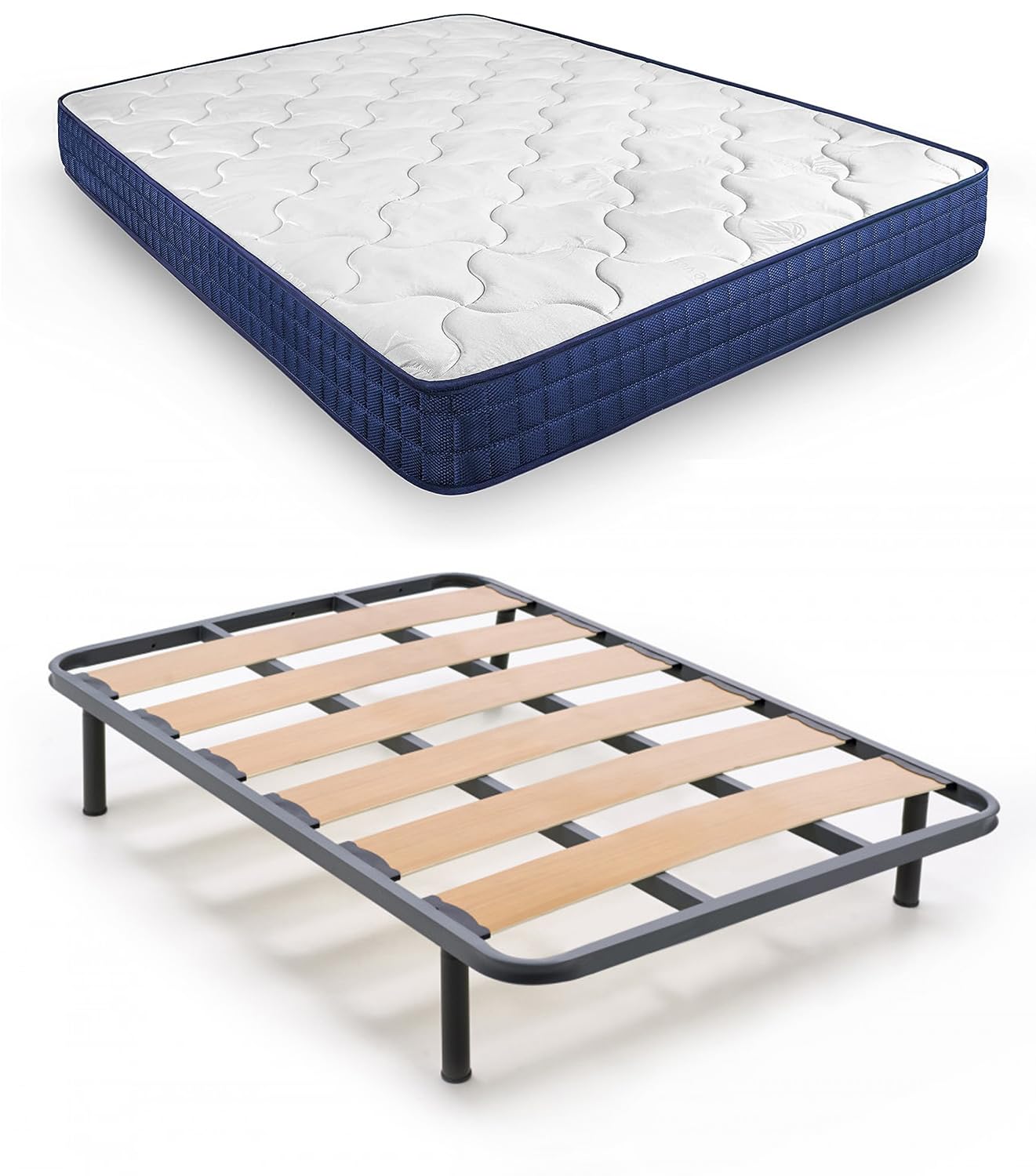 HOGAR24 ES | Cama Completa | Somier Lama Ancha + Colchón Viscoelástico Relax Edition 18 | Incluye Juego de Patas Roscadas de 25 cm | Medidas: 120x190 cm
