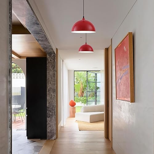 Miniatura 49 de Lámpara Colgante Industrial Electrochapada en Oro de 11.8 pulgadas, Paquete de 2, Lámparas Colgantes de Metal para Isla de Cocina, Lámpara Colgante