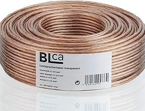 DCSk BLca Câble de haut-parleur LS, vendu au mètre, avec marquage de polarité, qualité CCA, 10 m, 2 x 2,5 mm², transparent, pour chaîne stéréo, enceinte isolé etc