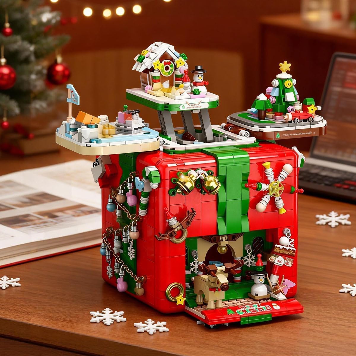 HoverBots Christmas Building Blocks Sets for Adults,1873PCS Christmas Building Toy Set, Christmas Building Bricks with Snowman, Stocking, Snowflake, Xmas Gifts for Kids Adults Teens