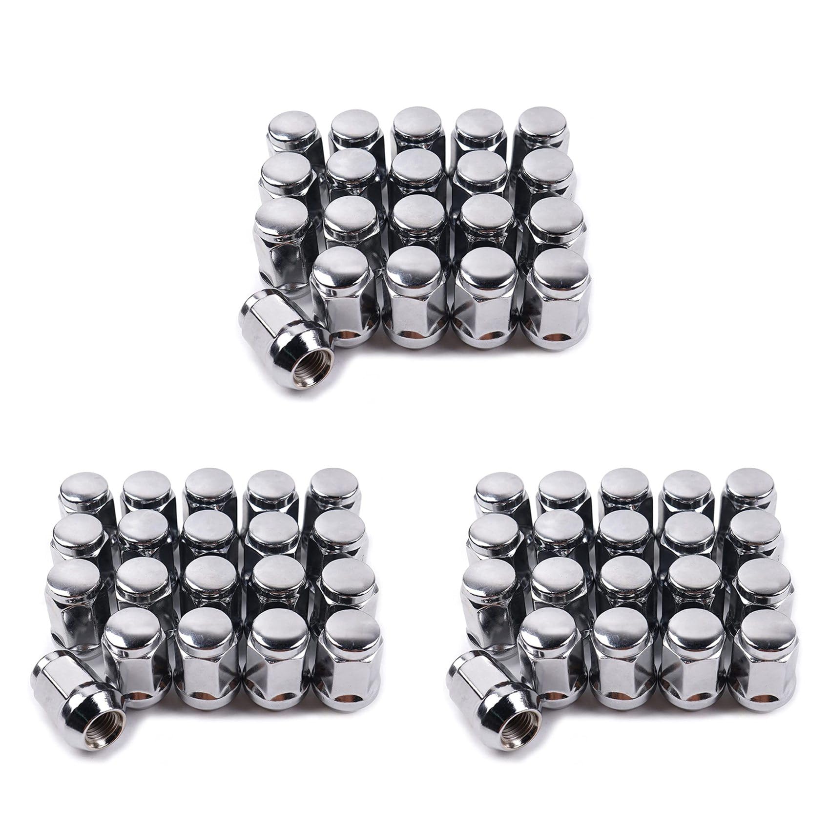 Jnchdghwa Silver 60Pcs 14X1.5 Lug Nuts - 19Mm Lug Nut 1.38 Inch Tall 3/4 Inch Hex Chrome Lug Nuts, For 1999-2021 1500