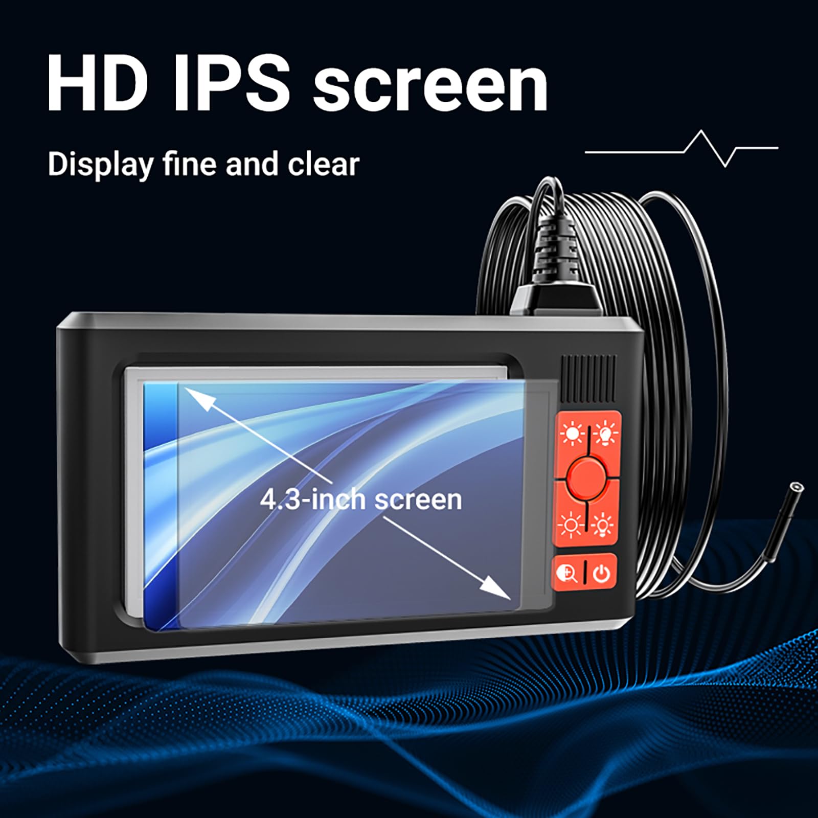 Industrielle Endoskop-Kamera mit 4,3-Zoll-HD-Bildschirm, 5,5 mm IP67 wasserdichtes Endoskop mit Leuchten, halbstarre Schlangenkamera für Automobile, Sanitärrohre, Kanalinspektion (5M (16.4FT))