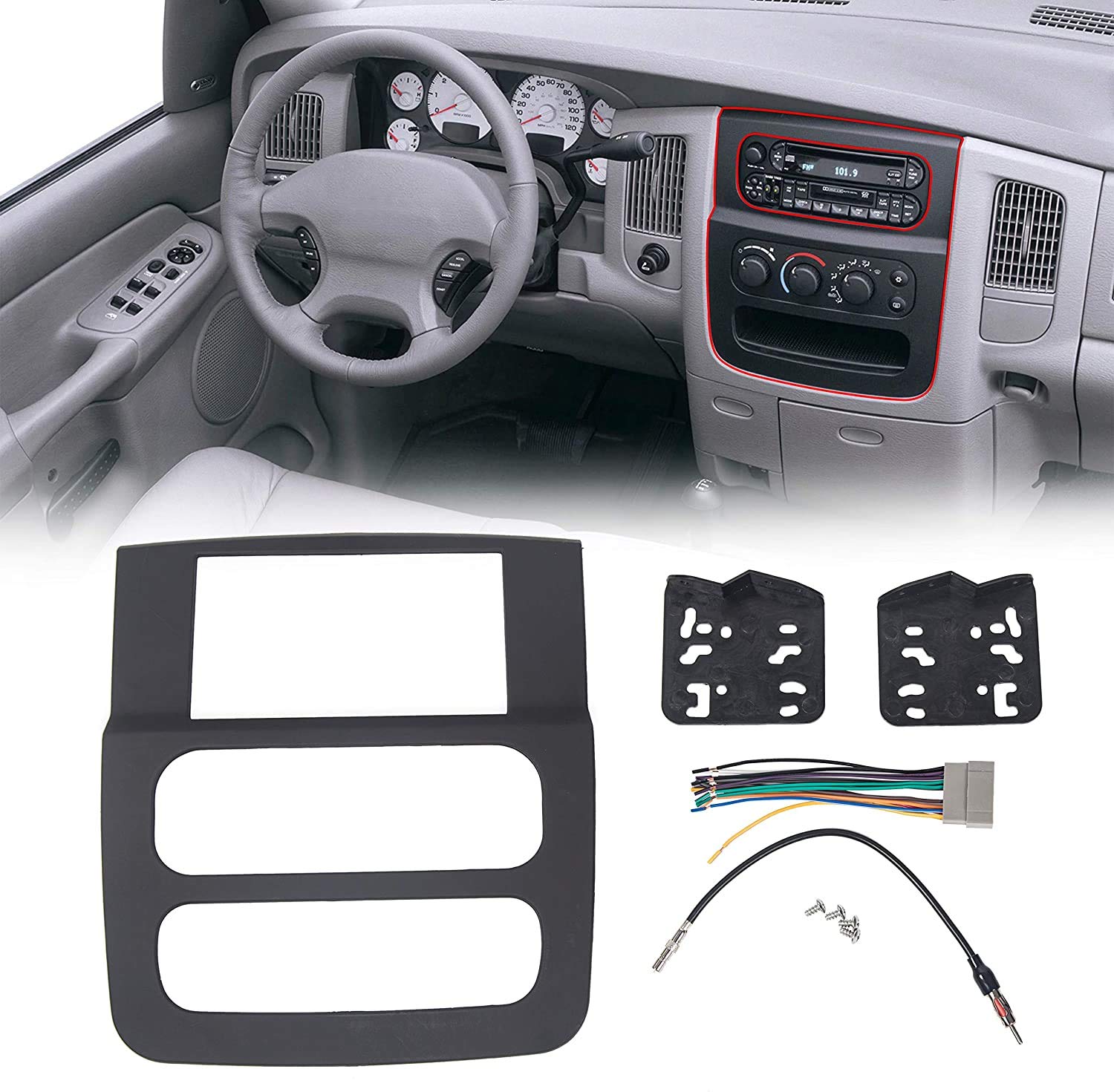 ECOTRIC Radio Double Din Stereo Dash Kit W/Wire Harness Antenna Adapter