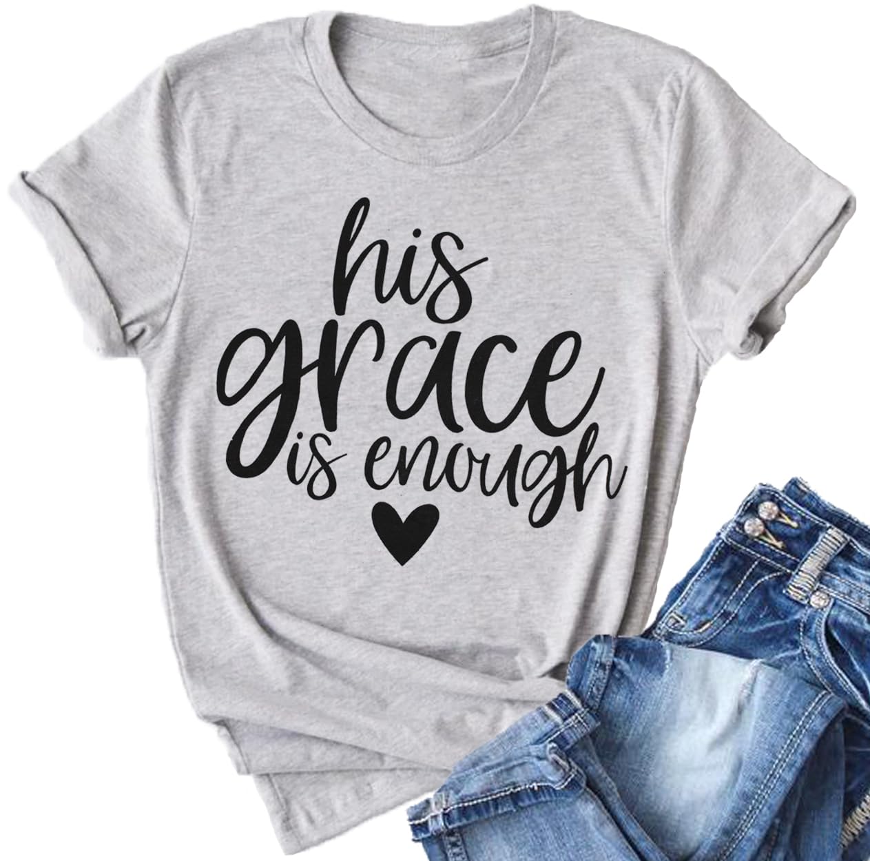 Duduviehis Grace Is Enough Tshirt Women Cute Jesus Christian Faith