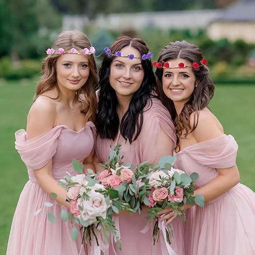 Miniatura 5 de Aumiss - Corona de flores LED diadema luminosa 7 unidades tocado de flores LED para niñas mujeres boda festival vacaciones Navidad Año Nuevo fiesta