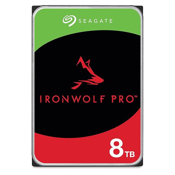 Seagate IronWolf Pro 8TB NAS Internal Hard Drive - 7200 RPM, 256MB Cache, SATA 6Gb/s For 24/7 Performance