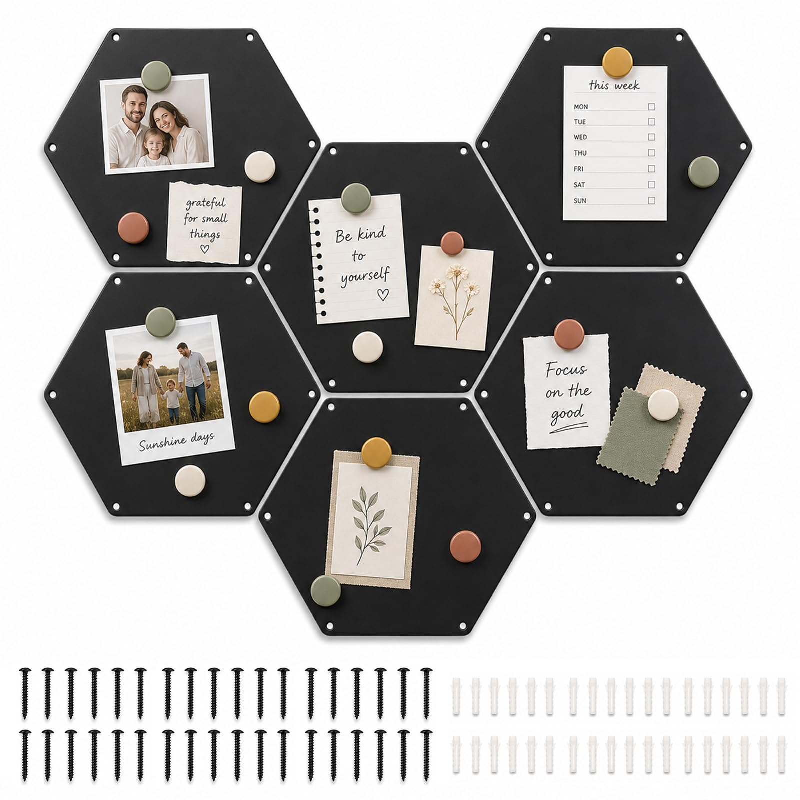 Paquete de 6 tableros magnéticos hexagonales de 12 x 10 pulgadas, tablero
