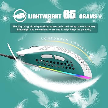 383 PRO M8 Ultralight Wired Gaming Mouse, Lightweight Honeycomb Shell, 6 RGB Breathing Backlit Mice, 6 Adjustable DPI 6400, USB Optical Model Aerox Mice for Win10/XP/Xbox/PS4/PS5/Mac/HP/Acer