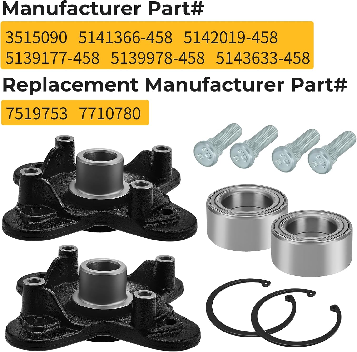 M MATI 2PCS Front/Rear Wheel Hub & Bearing kit for Polaris Polaris RZR 900 1000 General 1000 2015-2025 Sportsman Scrambler 1000 XP S 2020-2025 3515090 5141366-458 5142019-458 5139177-458 5139978-458