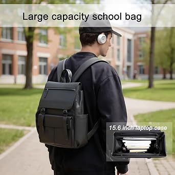 Men’s Backpack Black Rucksack, Slim Fit Lightweight School Bag, Water-Resistant Large Capacity Multi-Pocket 15.6 Laptop Backpack for College, Business Travel, Everyday Carry & City Explorer