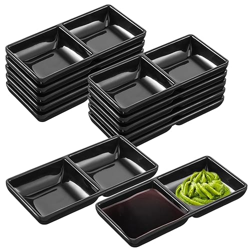 Tobeelec 12 Pcs Dual Dipping Sauce Bowls Soy Sauce Dish