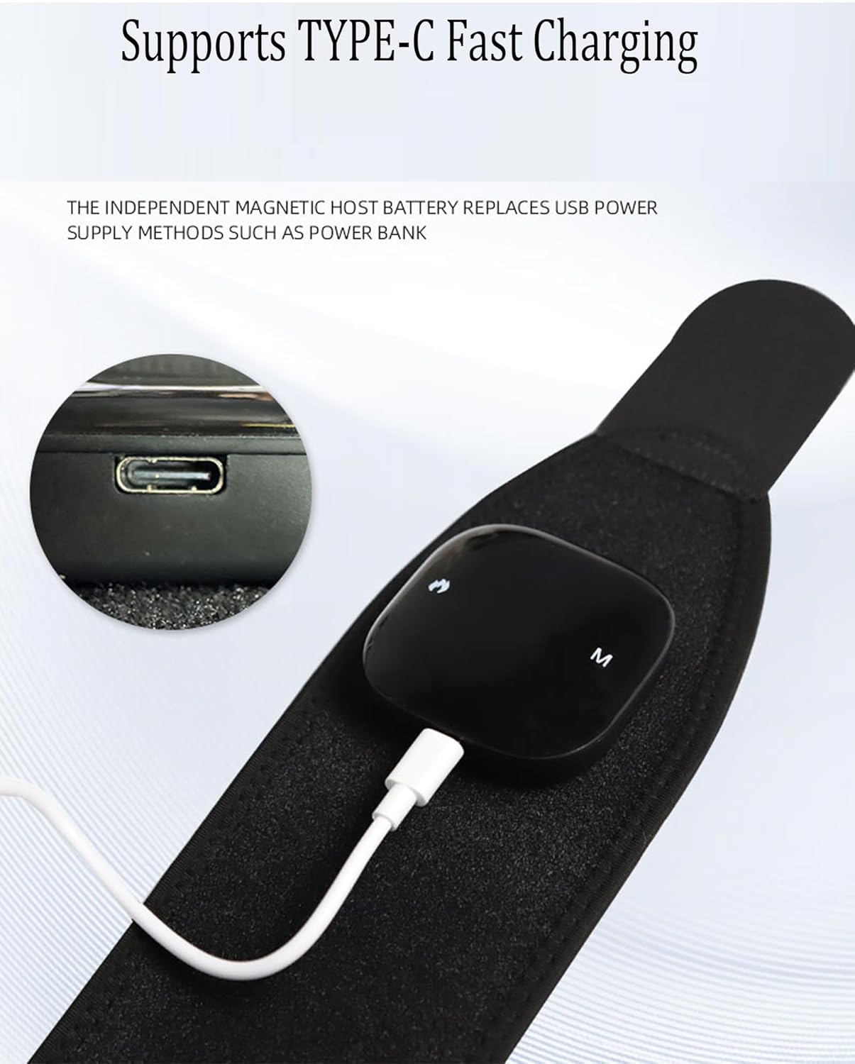 Red Light Therapy Wristband with Heat & Massage, Red Light Therapy Belt - 36 LED Lights, 5 Massage Levels & 3 Heat Settings, Rechargeable Portable Design(1Pce Black) - Image 8