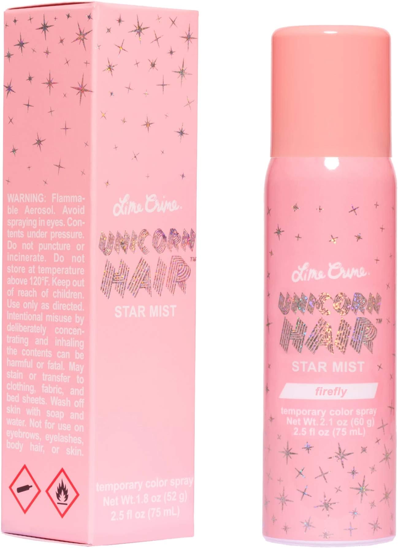 Lime Crime Unicorn Hair Star Mist, Firefly - Temporary Gold Shimmer Spray - Highlights Hairstyle, Accents Hair Color, Light Hold - Soft Sugary Scent - Vegan, Cruelty Free - 2.5 fl. oz.