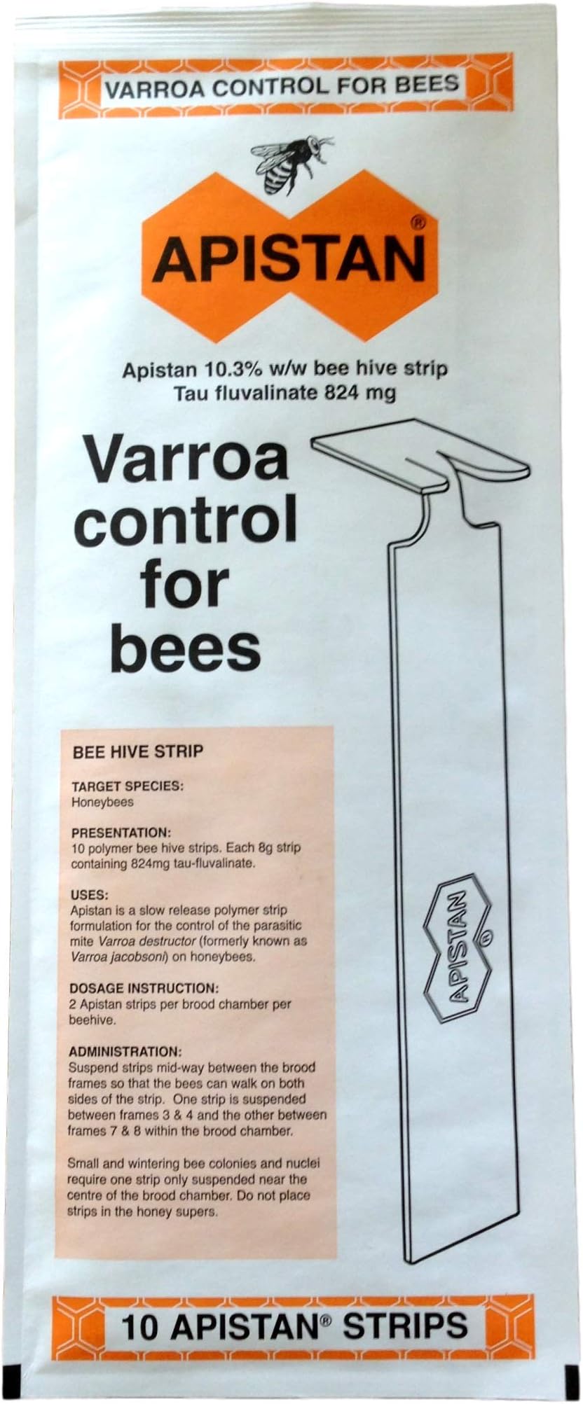 Apistan Varroa Control - by VITA - Pack of 10 Strips - Expiry 2026
