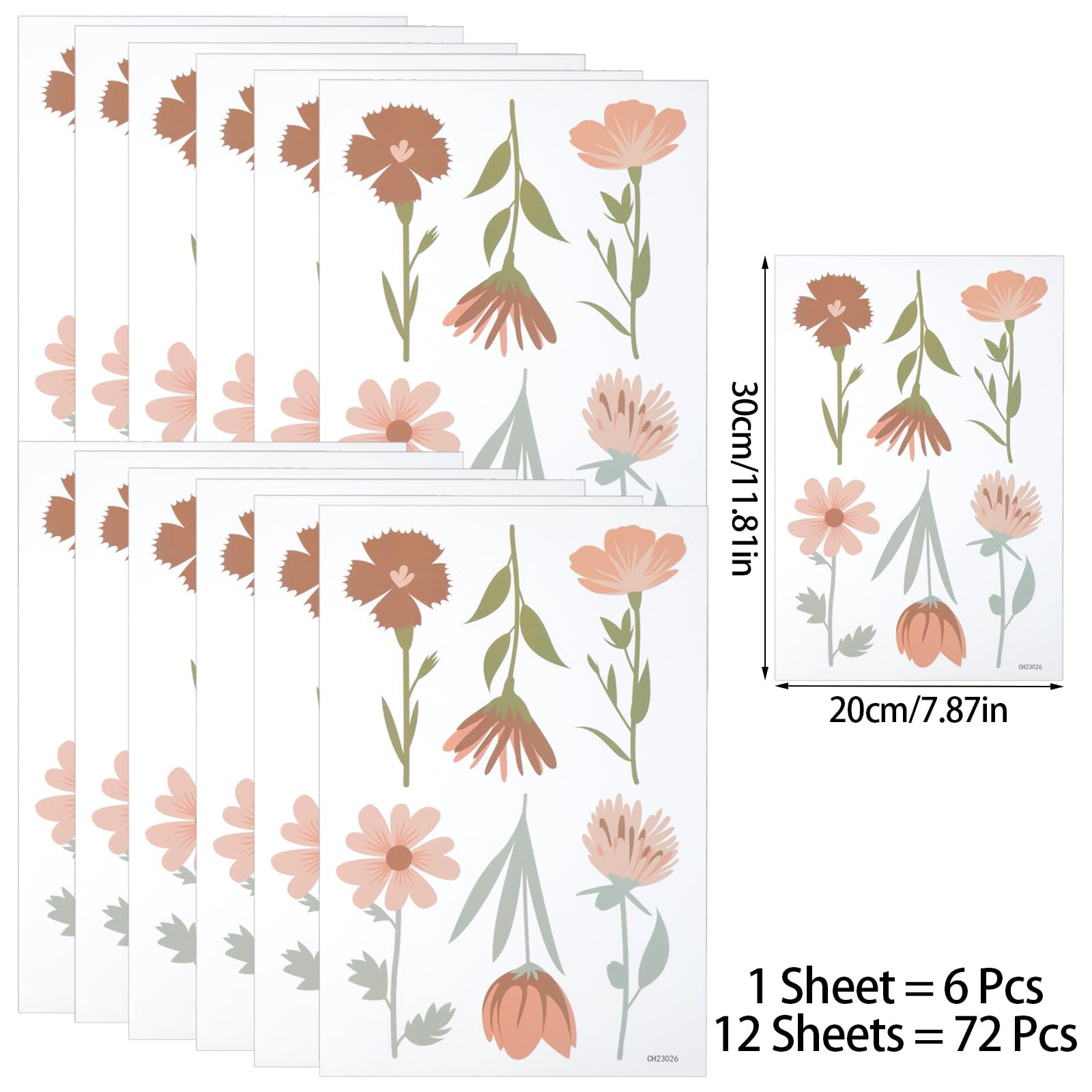 72 Adesivi Da Parete Floreali Stile Bohémien - Vinile Autoadesivo, Facile Da Applicare E Rimuovere, Per Cameretta - Foto 9