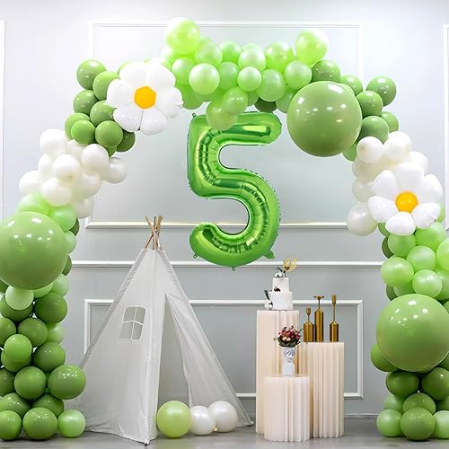 Miniatura 5 de Globos gigantes de 40 pulgadas color verde claro número 5, globo gigante de Mylar de aluminio digital gigante para decoración de fiesta de