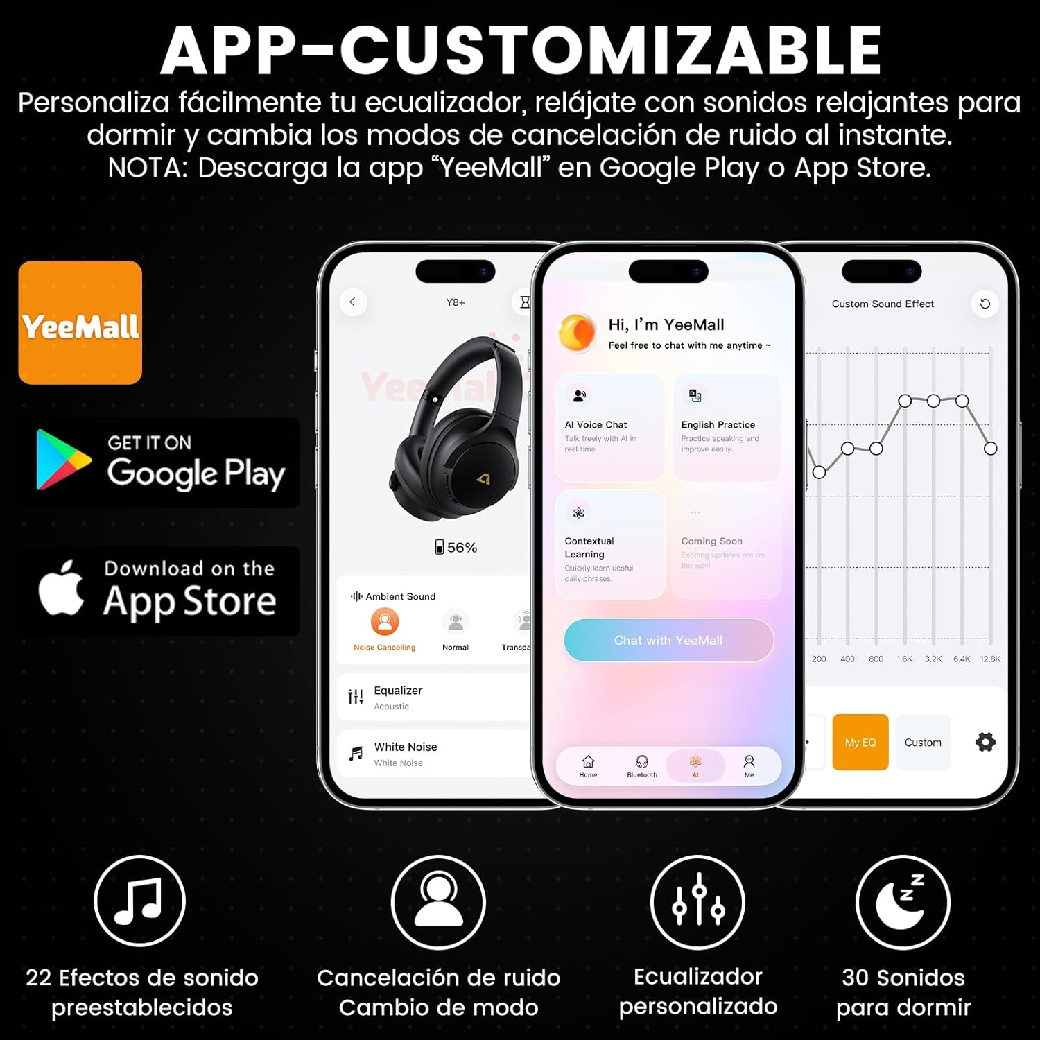 1Mii Y8+ Hybrid Active Noise Cancelling Headphones, 100H Ultra Playtime, Bluetooth 6.0 Over Ear, Wireless Hi-Res Audio & Deep Bass, Comfort for Travel & Home Office, AI Chat & Custom EQ via APP, Beige - Image 8