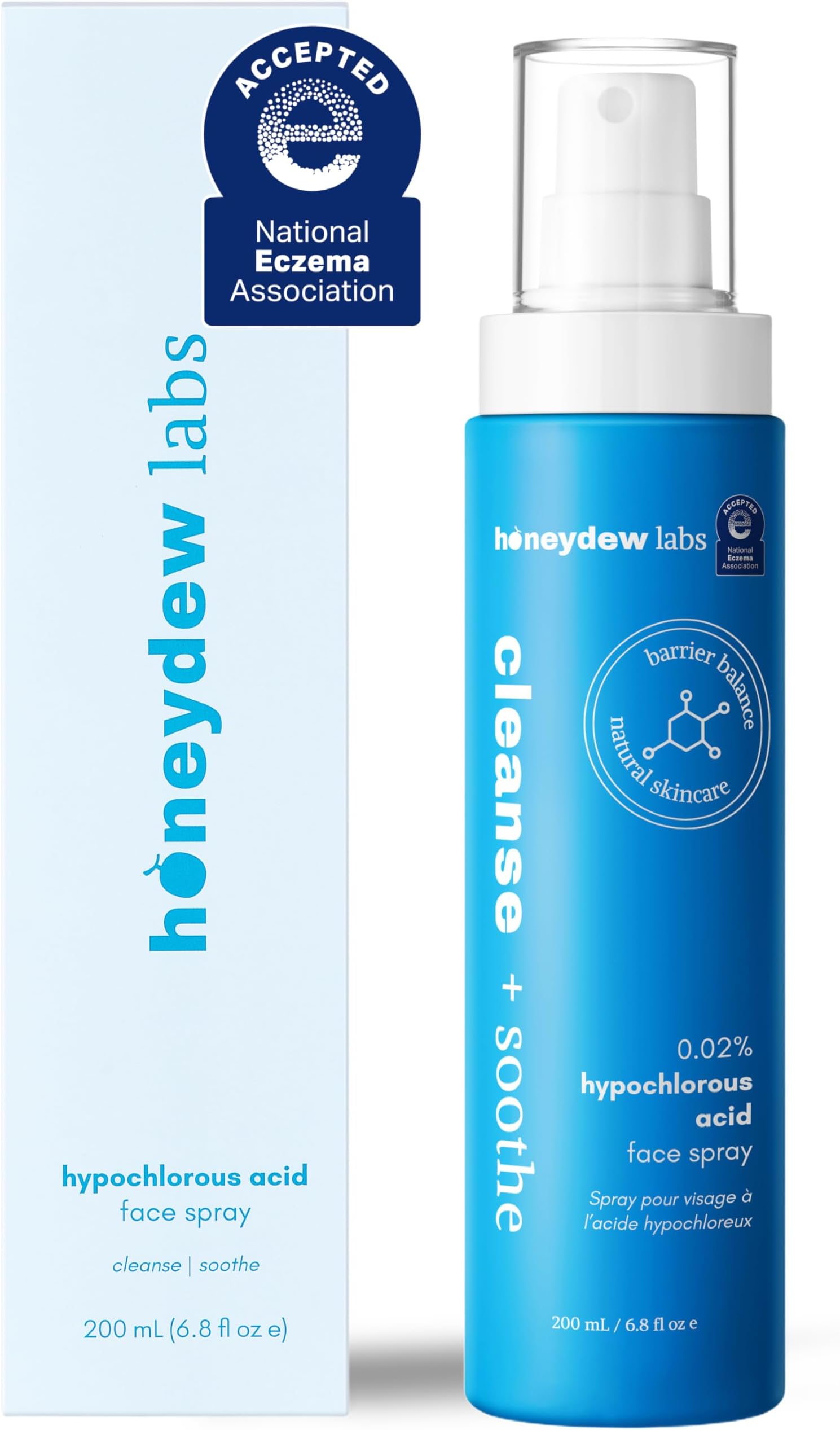 0.015% Hypochlorous Acid Spray - HOCL - Antibacterial Hypoallergenic Sensitive Skin Toner Cleanse, Soothe for Face and Body - Safe to use on Acne - Eczema - Eyelid - Redness (6.8 fl oz)
