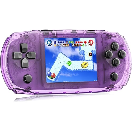 Handheld Game Console for Kids Preloaded 100 Retro Video Games, Portable Gaming System Rechargeable Battery 3.2" IPS Screen, Mini Travel Electronic Toy Gifts for Boys Girls (Purple)