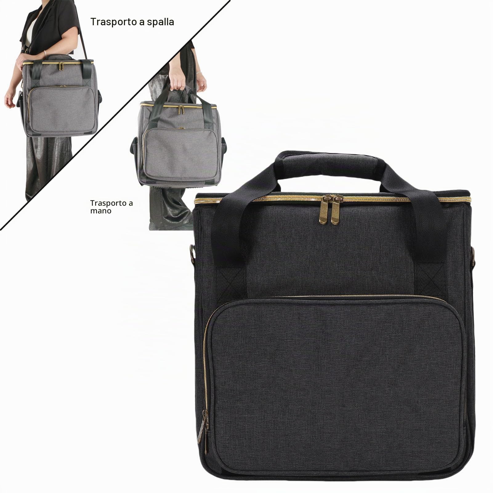 Borsa per il Trasporto di Dischi, Custodia in Vinile Porta con Imbottitura Spessa Divisori Rimovibili per Dischi da 7 10 12 Pollici DJ Travel