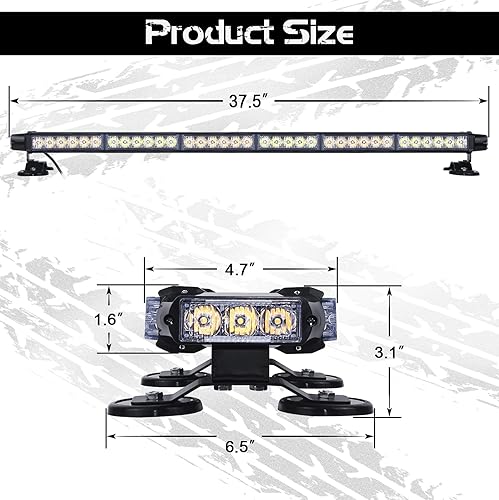 Miniatura 7 de LINKITOM Barra de luz estroboscópica LED  Aluminio doble cara intermitente 37.5 pulgadas 78 LED de alta intensidad advertencia de emergencia barra