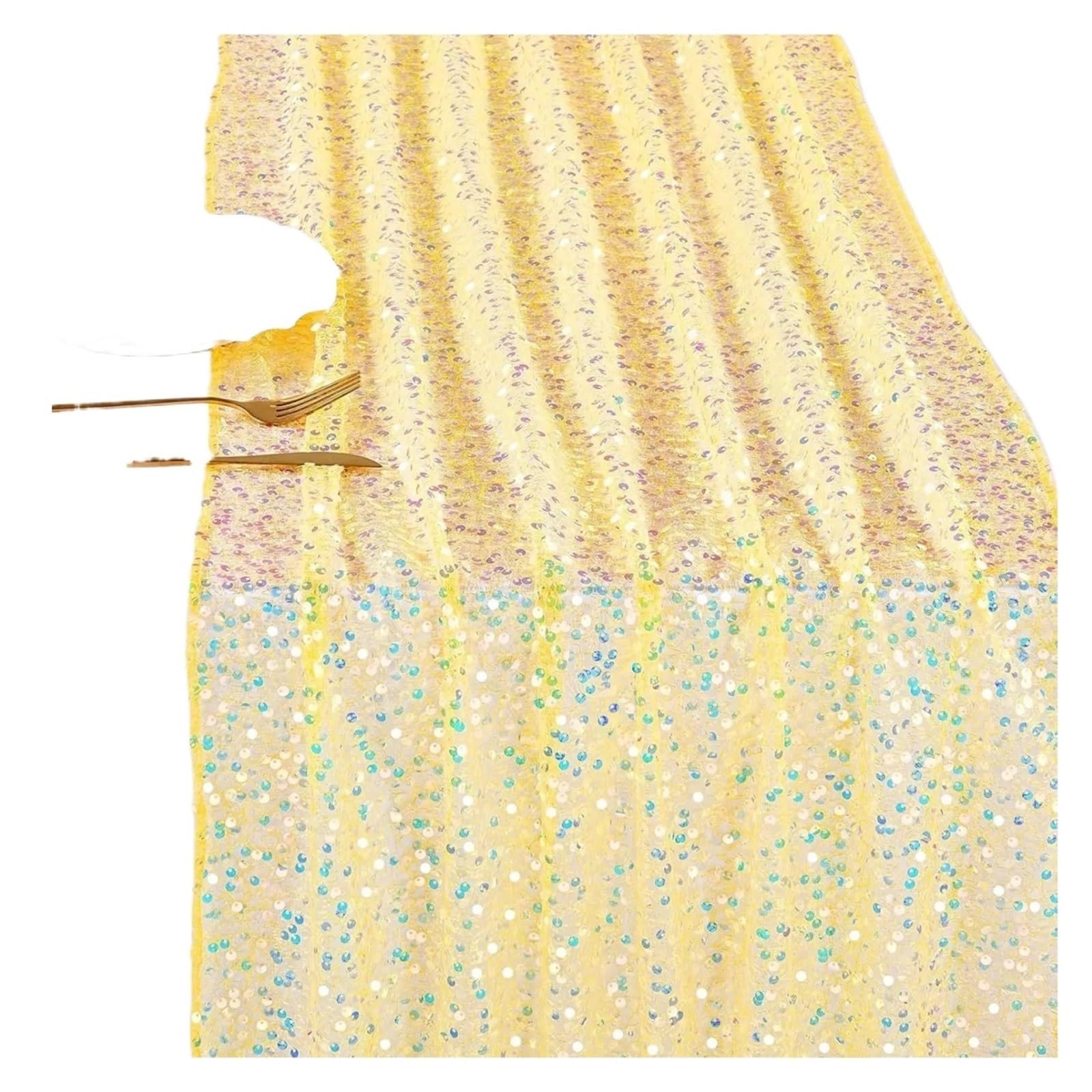 Chiffon Table Runner Glitter Iridescent Sequin Table Runner,Wedding Dining Decoration for Bridal Party(Color 6,1pcs 60x183cm)