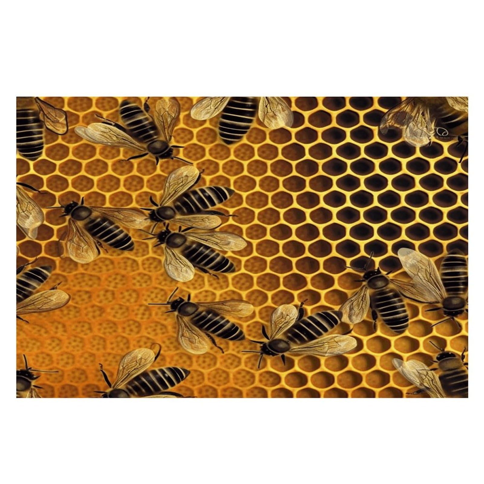Bees on Hive Placemats Non-Slip Heat Resistant Table Mats Flax Washable Cloth Place Mats Easy to Clean Premium Placemat for Kitchen Dining Table Decor Party Outdoor